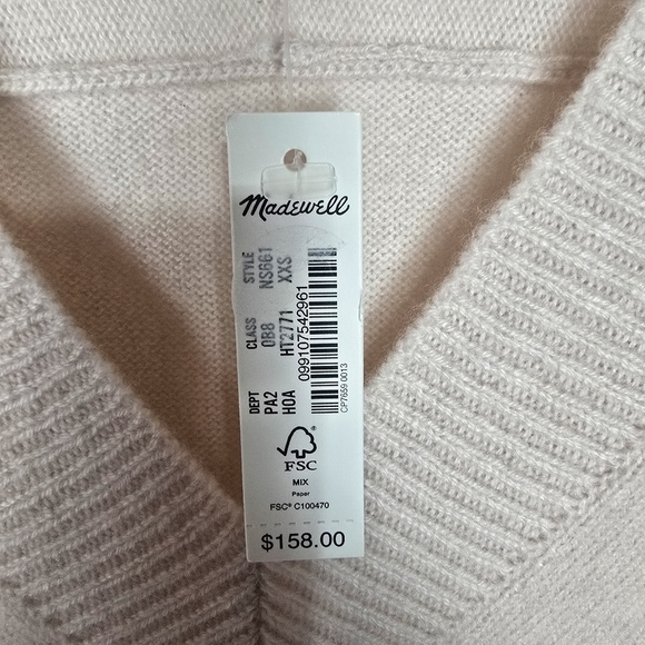 Madewell Cashmere V-Neck Sweater In Heather Oat - Picture 10 of 12